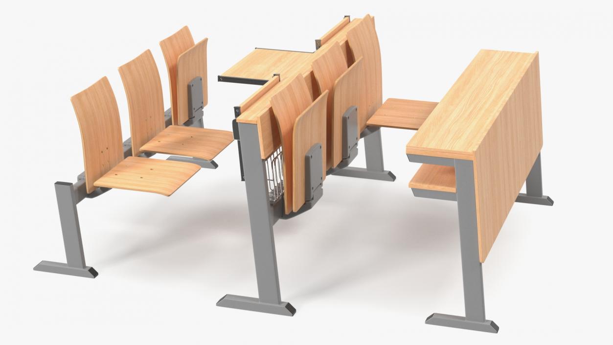 University Seating System Set Six Seats 3D model