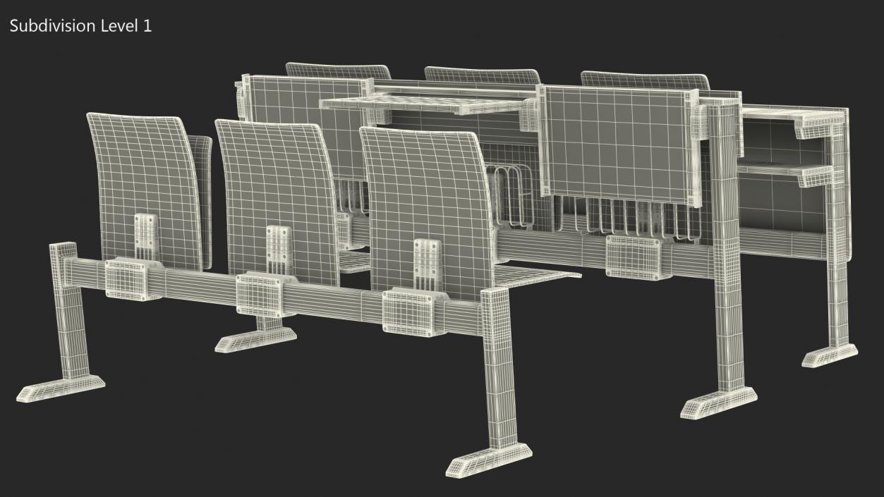 University Seating System Set Six Seats 3D model