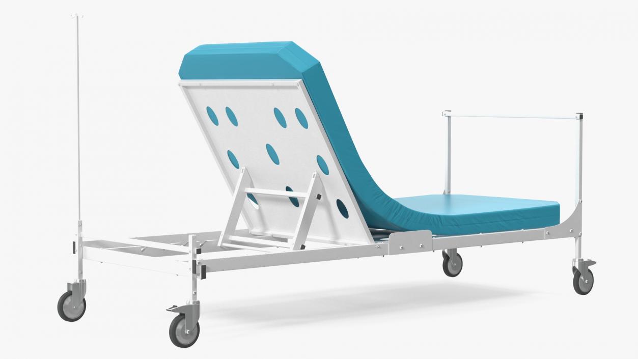 Hospital Bed with Mattress 60 Degrees 3D