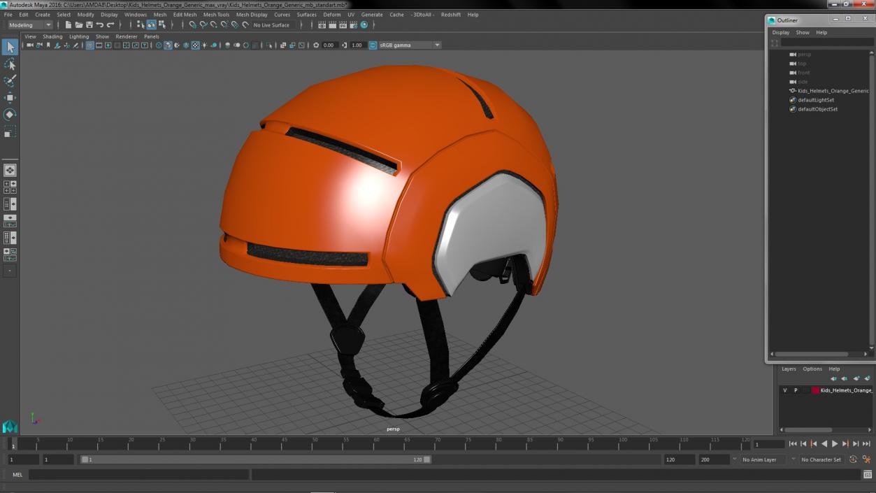 Kids Helmets Orange Generic 3D