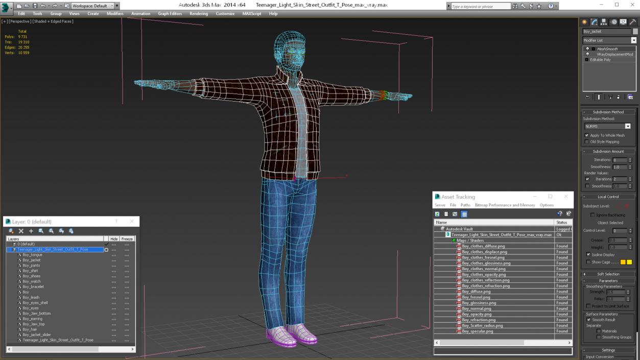 3D model Teenager Light Skin Street Outfit T Pose