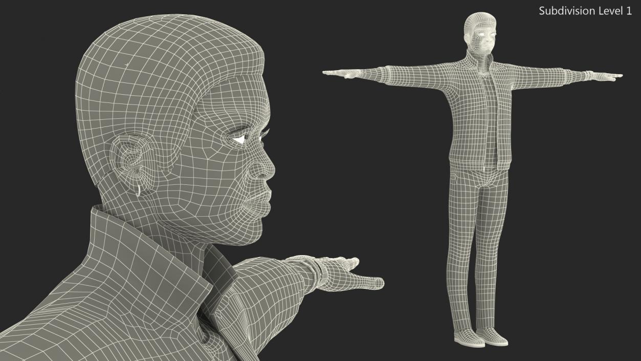 3D model Teenager Light Skin Street Outfit T Pose