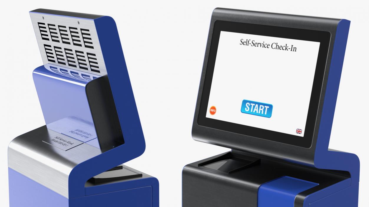 Blue Self-Service Check-In Kiosk 3D