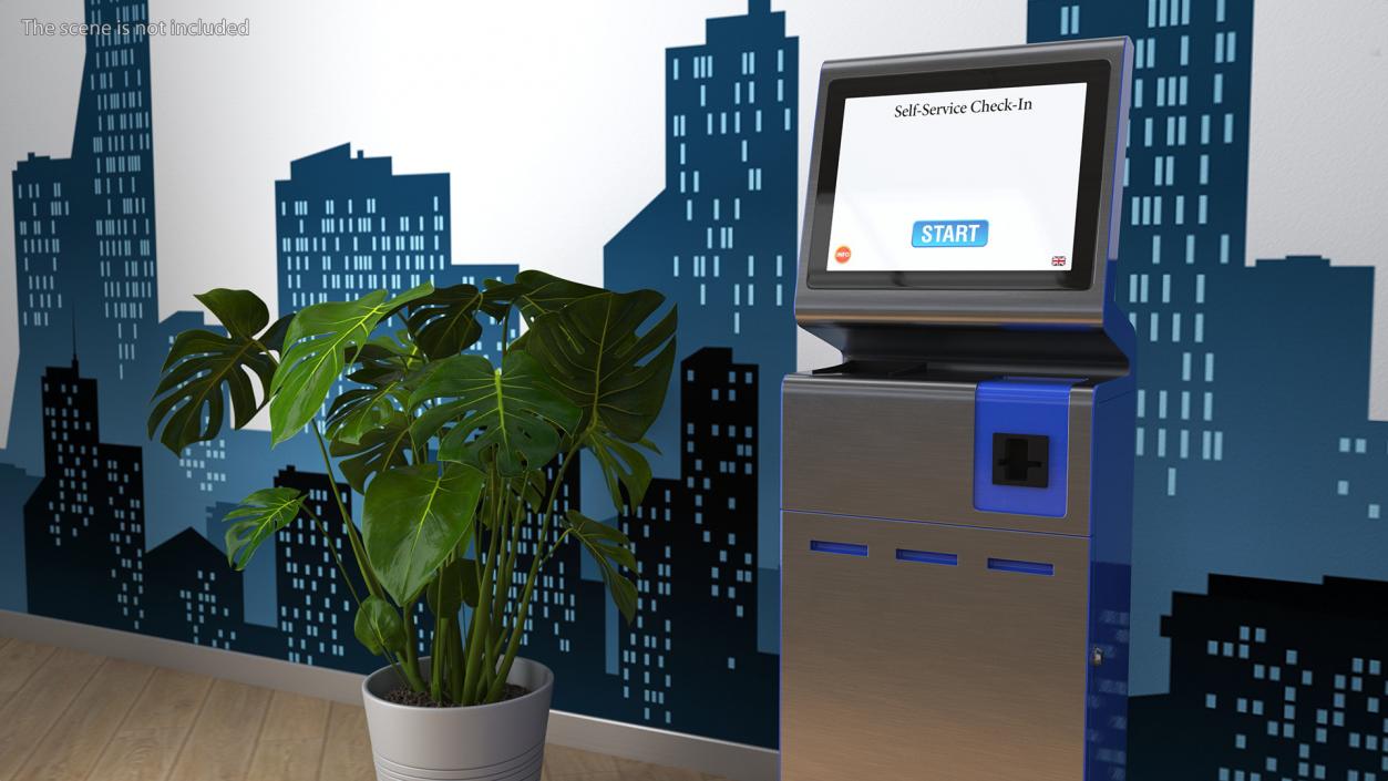 Blue Self-Service Check-In Kiosk 3D