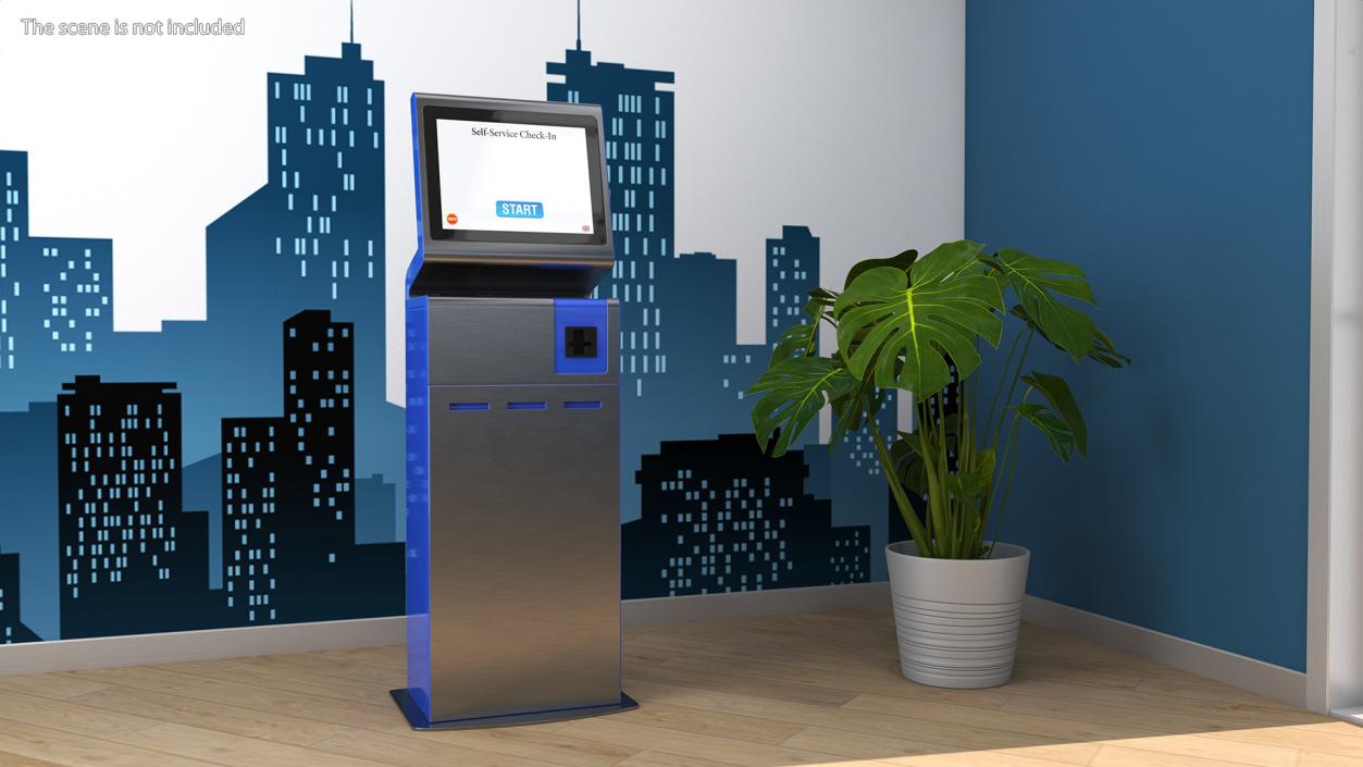 Blue Self-Service Check-In Kiosk 3D