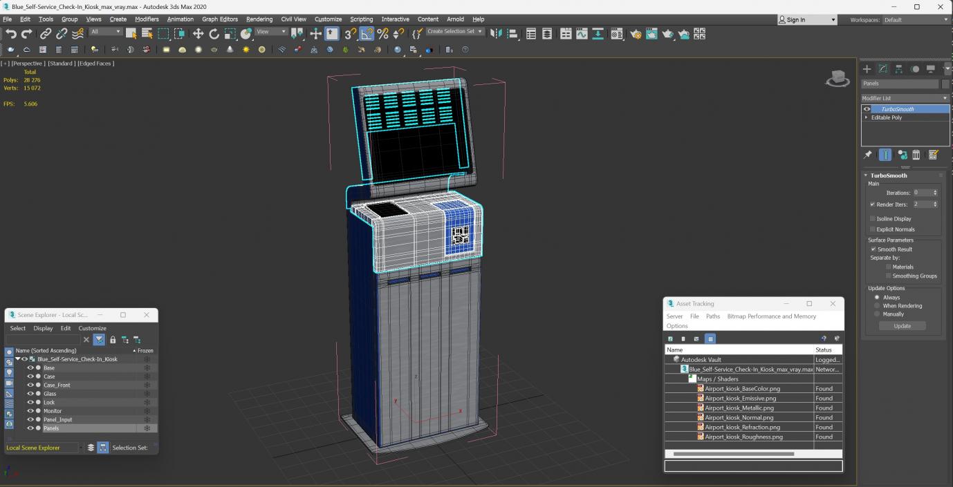 Blue Self-Service Check-In Kiosk 3D