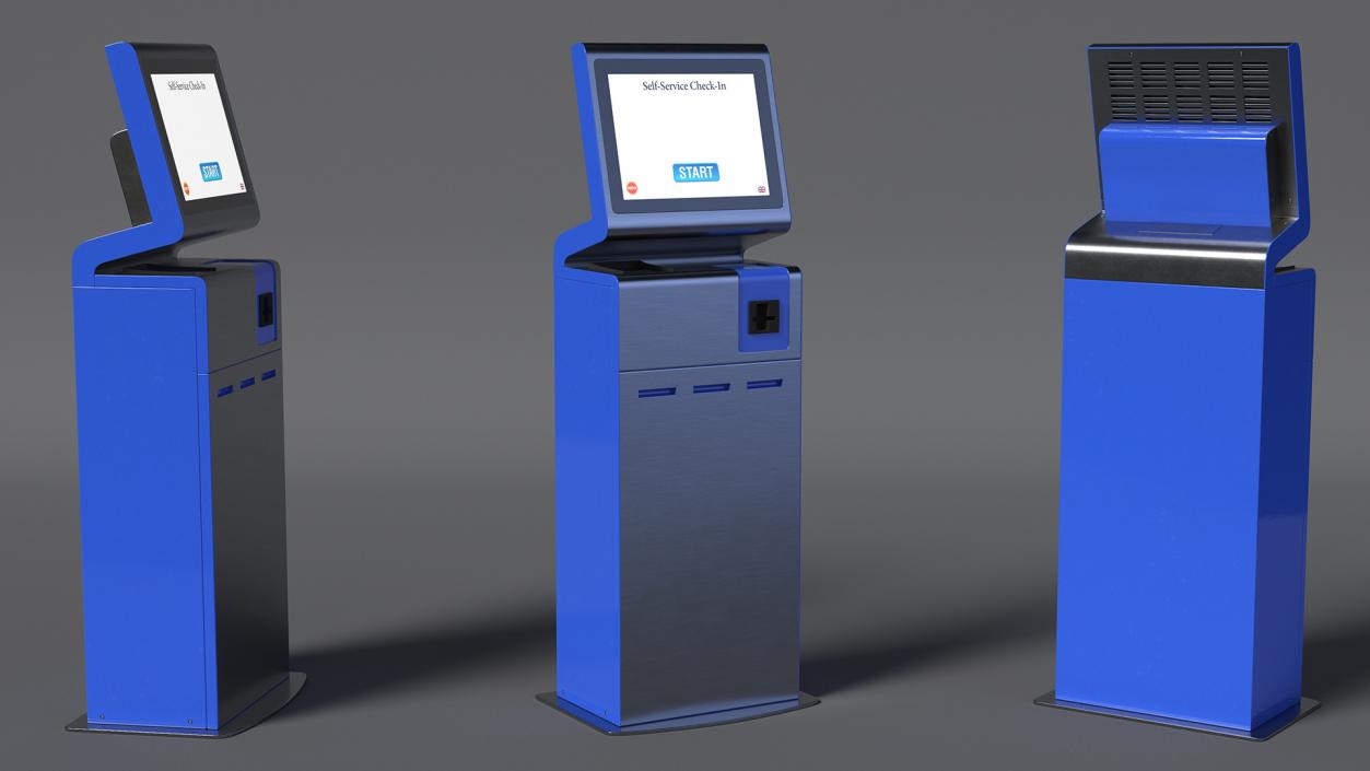 Blue Self-Service Check-In Kiosk 3D