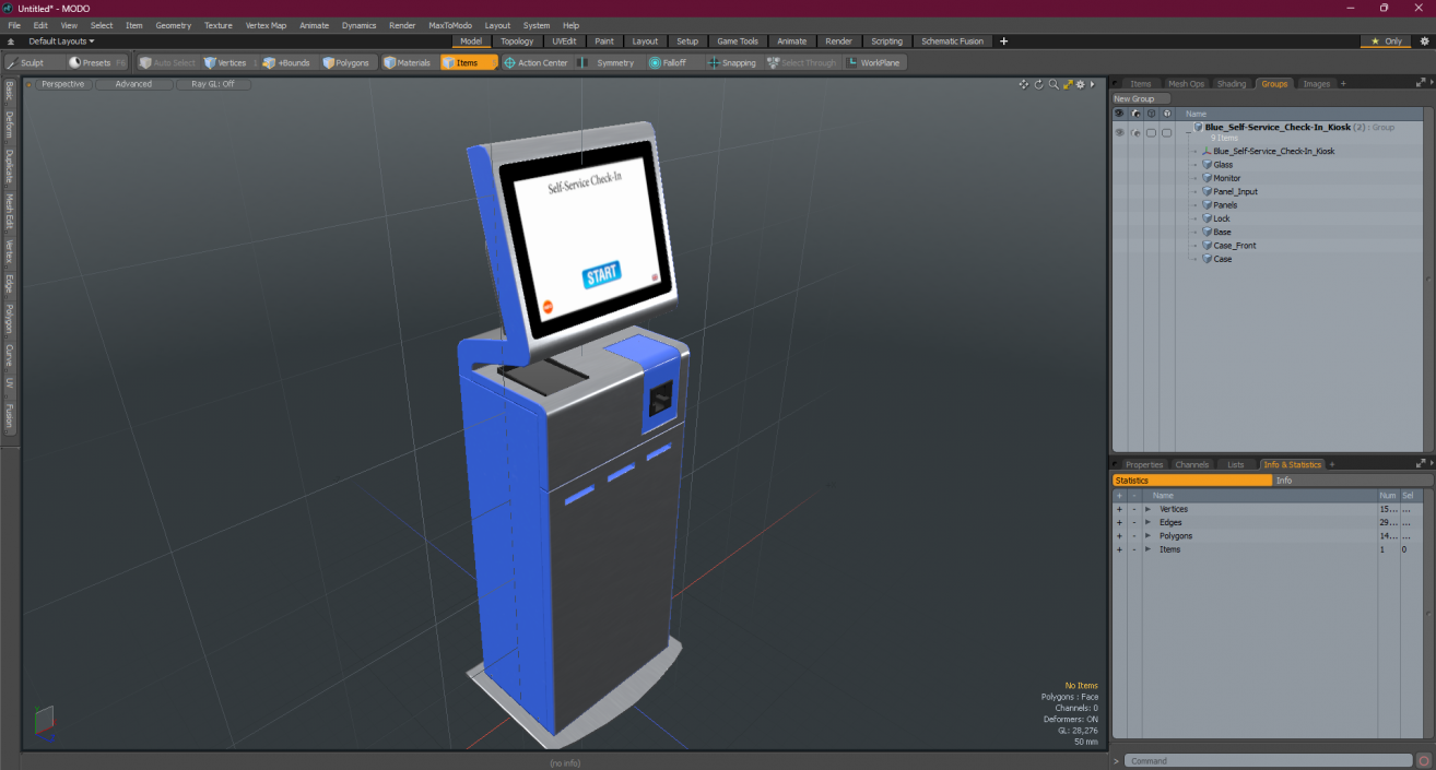 Blue Self-Service Check-In Kiosk 3D