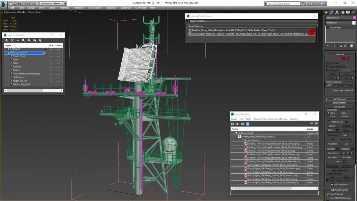 3D Military Ship Mast model