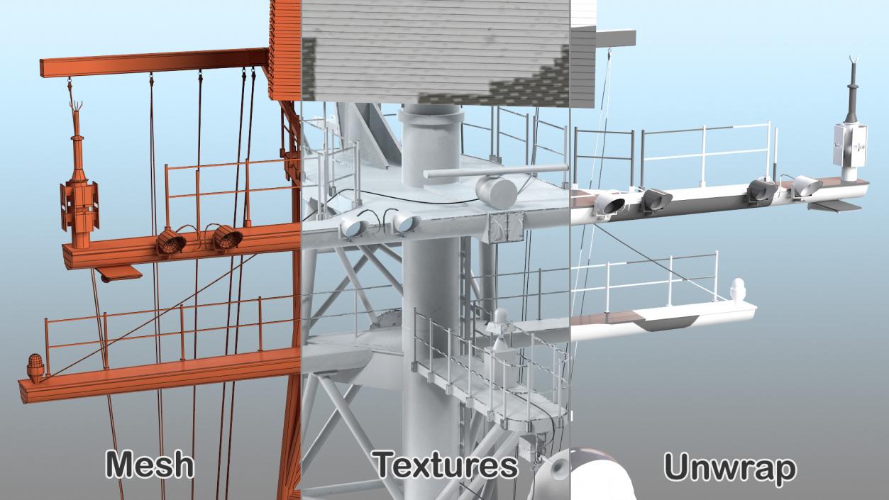 3D Military Ship Mast model