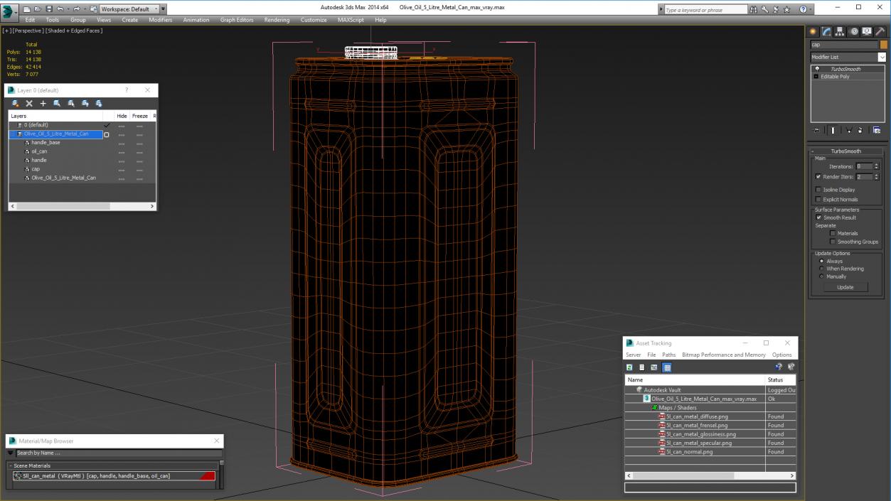 Olive Oil 5 Litre Metal Can 3D