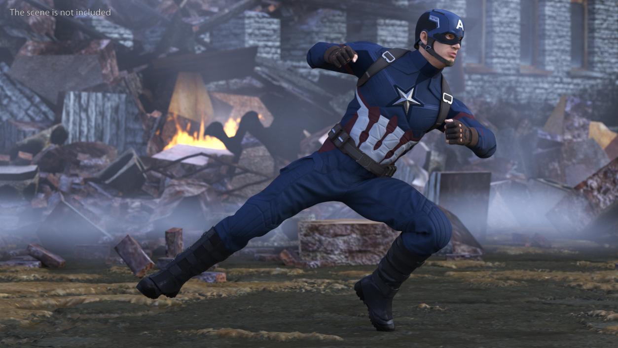 3D Character Captain America Rigged for Maya