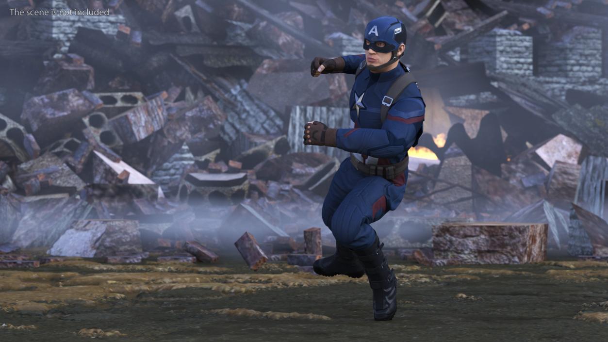 3D Character Captain America Rigged for Maya