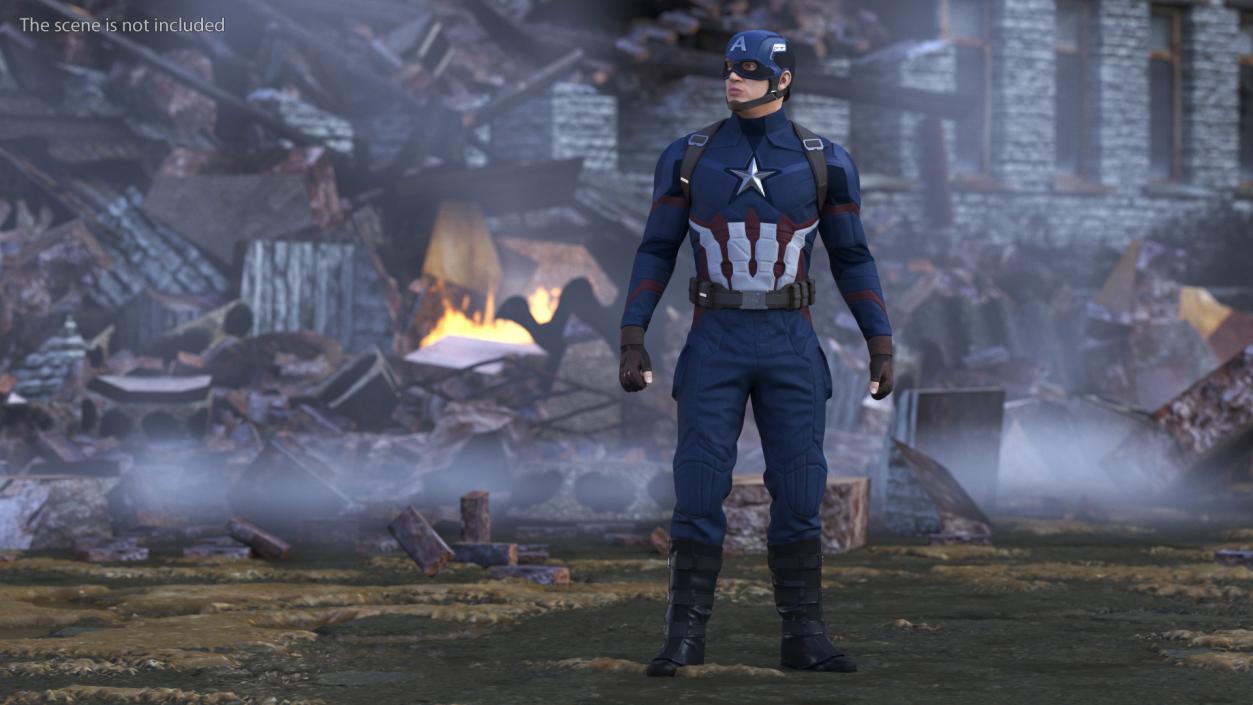 3D Character Captain America Rigged for Maya