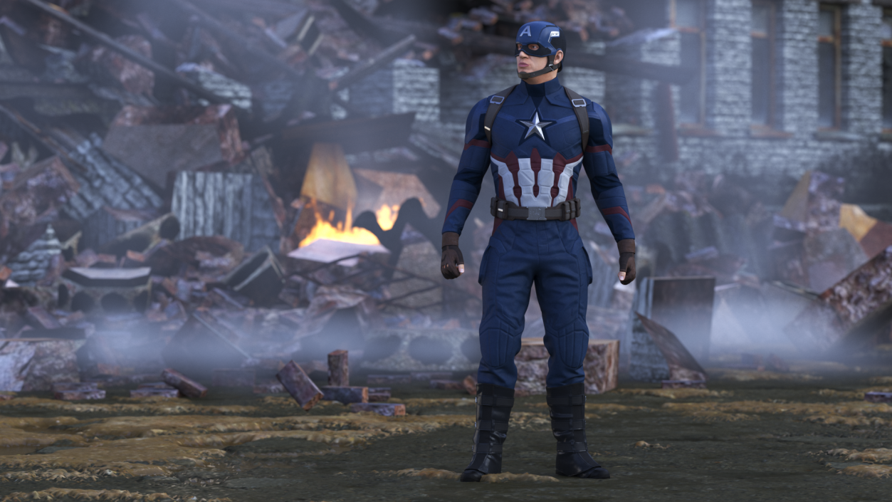 3D Character Captain America Rigged for Maya