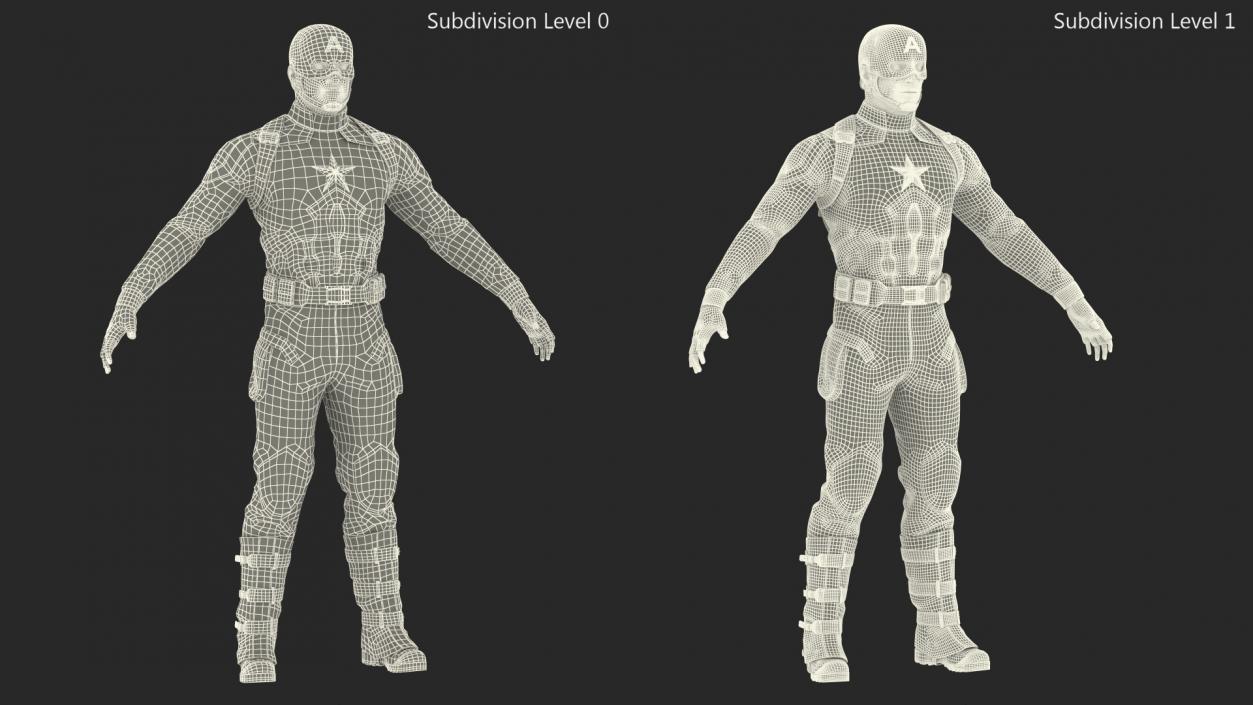 3D Character Captain America Rigged for Maya