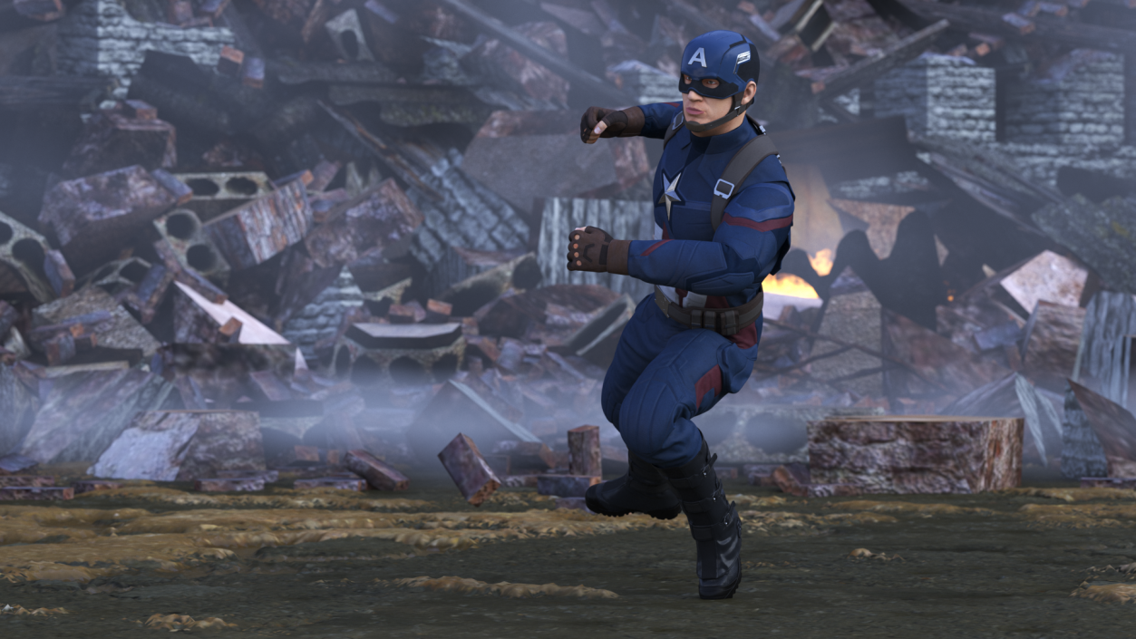 3D Character Captain America Rigged for Maya