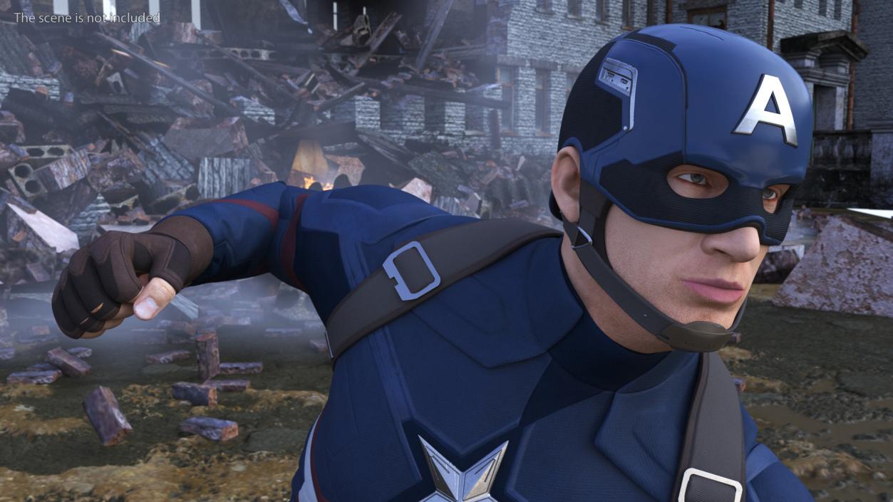 3D Character Captain America Rigged for Maya