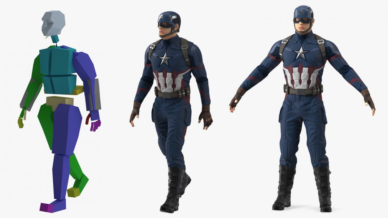 3D Character Captain America Rigged for Maya