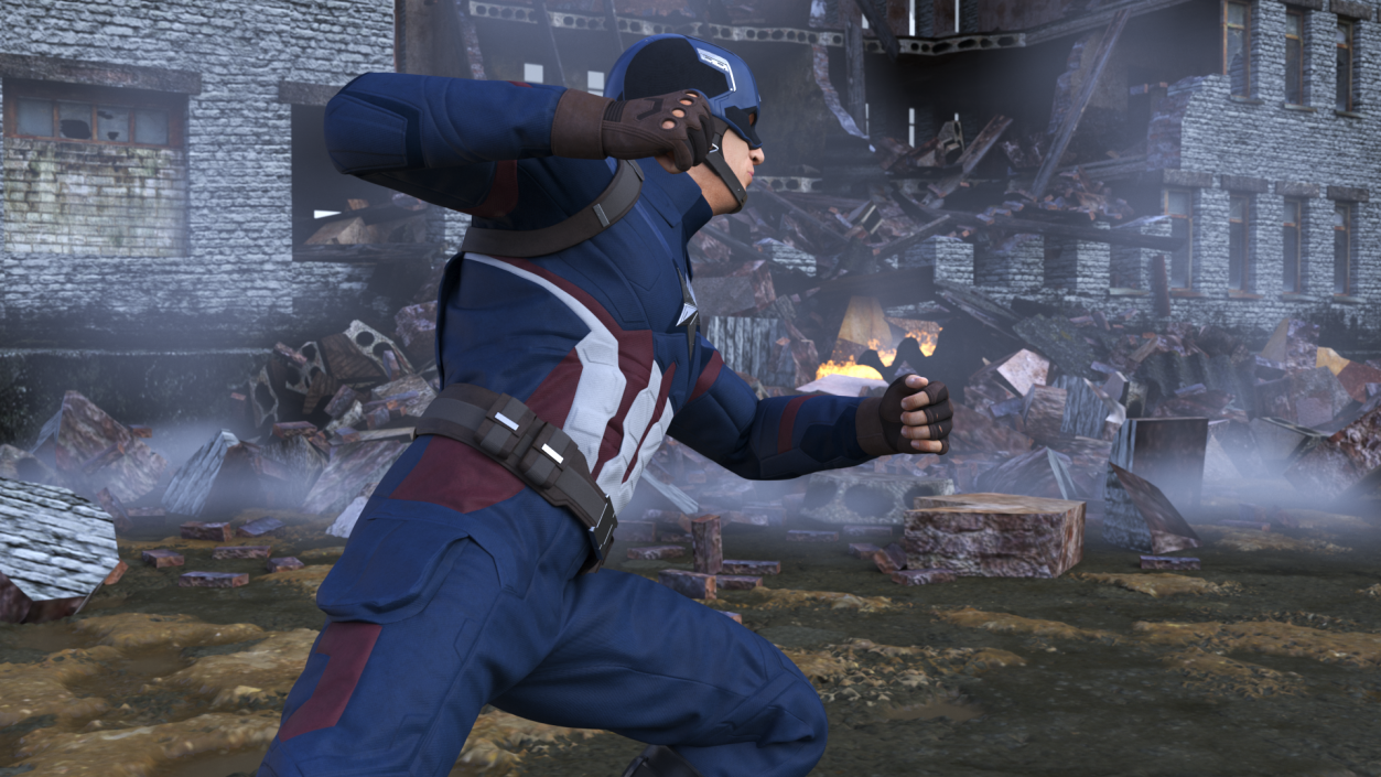 3D Character Captain America Rigged for Maya