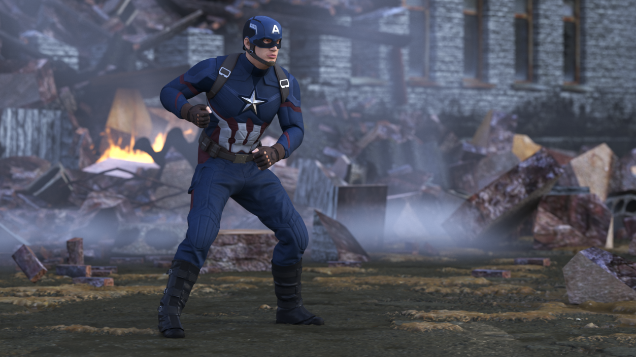 3D Character Captain America Rigged for Maya