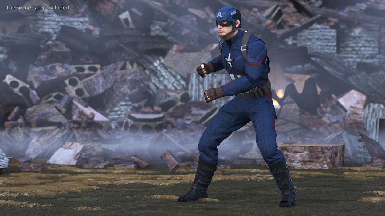 3D Character Captain America Rigged for Maya