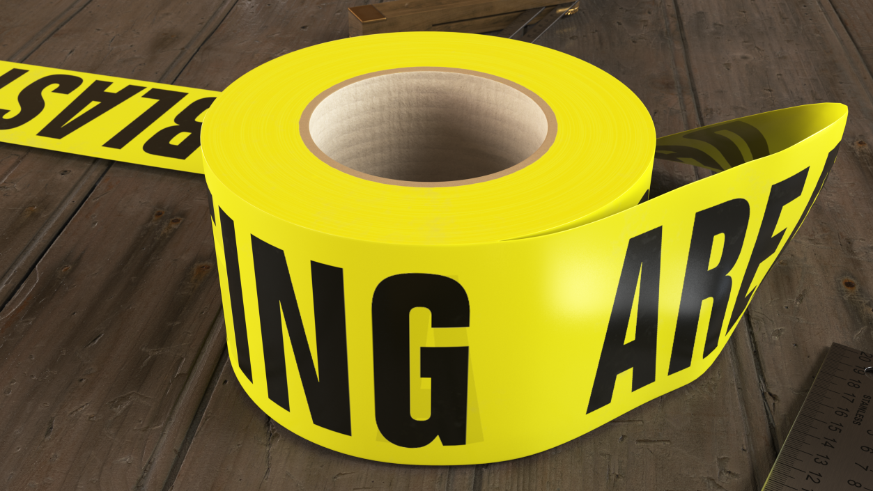 Barricade Tape Danger Blasting Area Yellow 3D