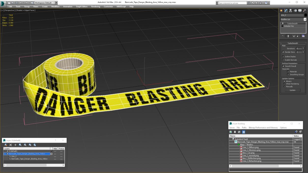 Barricade Tape Danger Blasting Area Yellow 3D