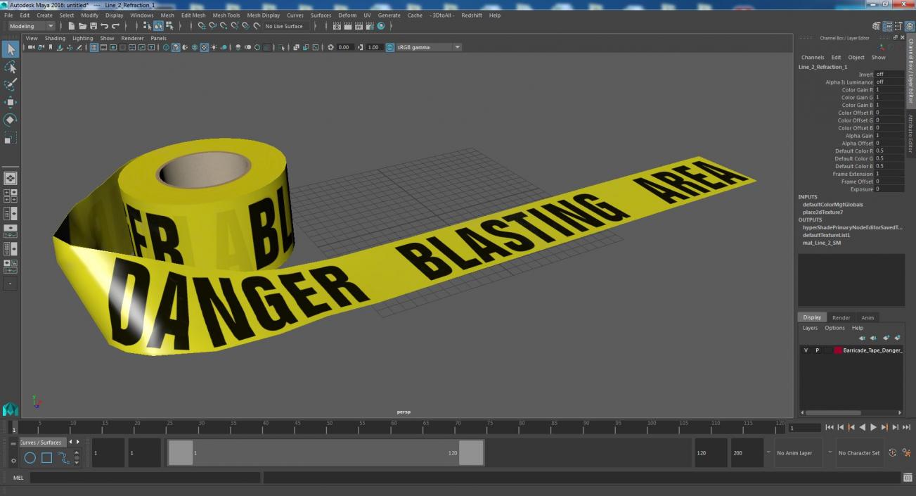 Barricade Tape Danger Blasting Area Yellow 3D