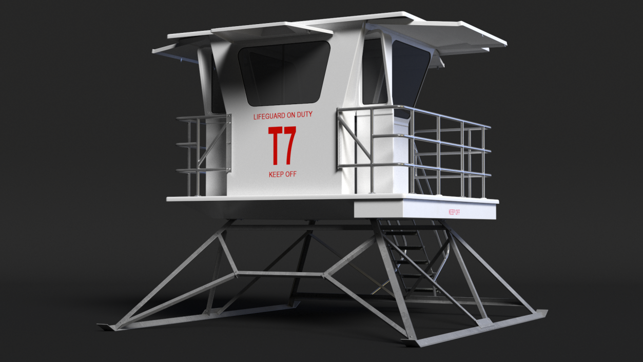 3D White Lifeguard Station model