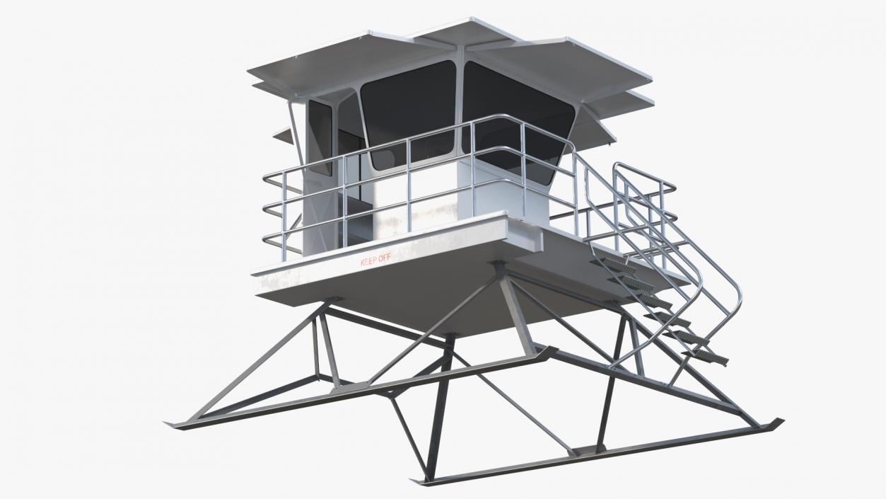 3D White Lifeguard Station model