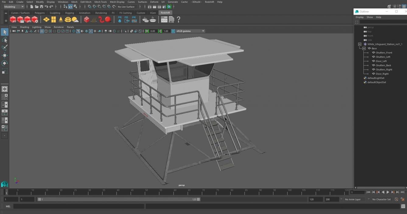 3D White Lifeguard Station model