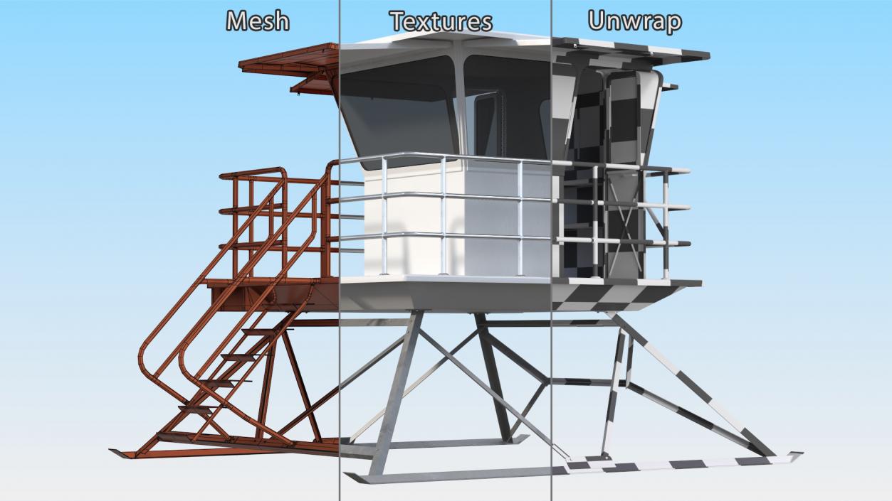 3D White Lifeguard Station model