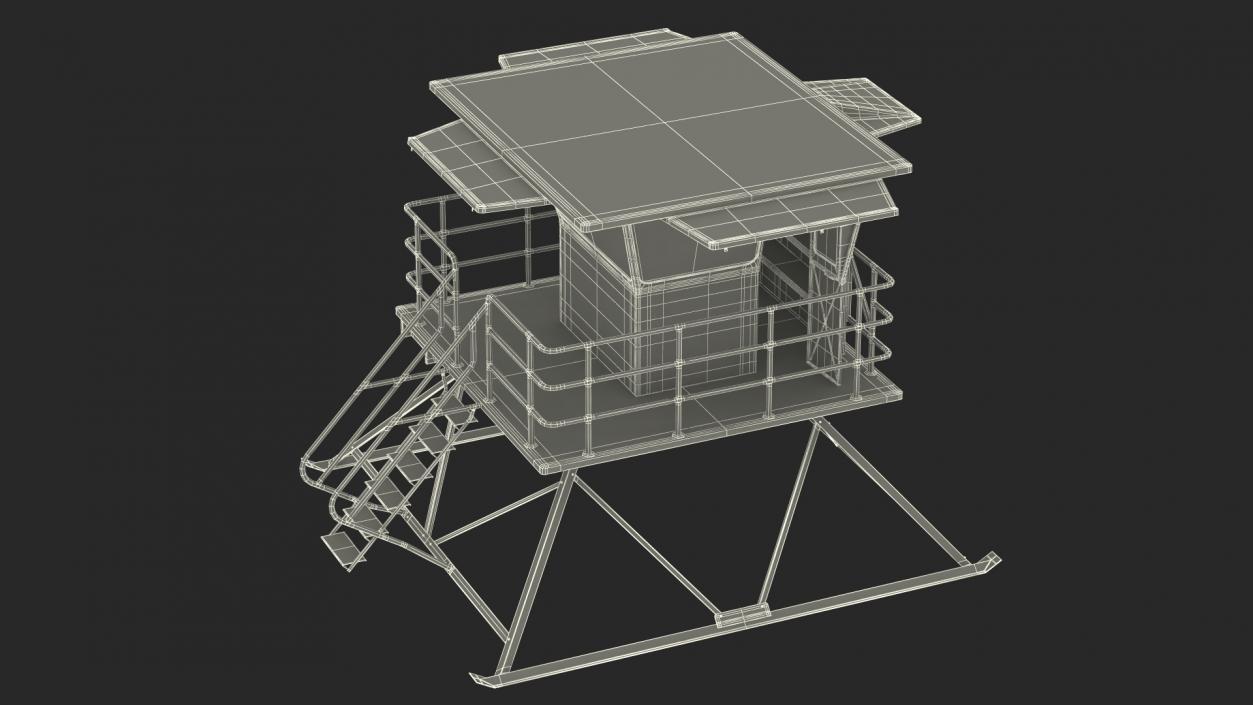 3D White Lifeguard Station model