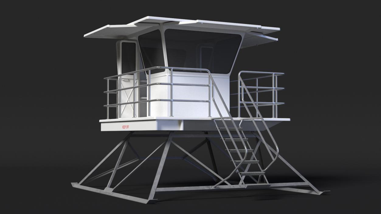 3D White Lifeguard Station model