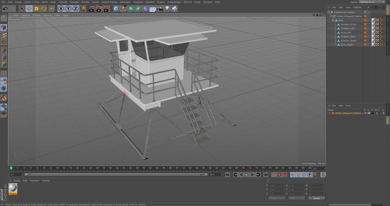 3D White Lifeguard Station model