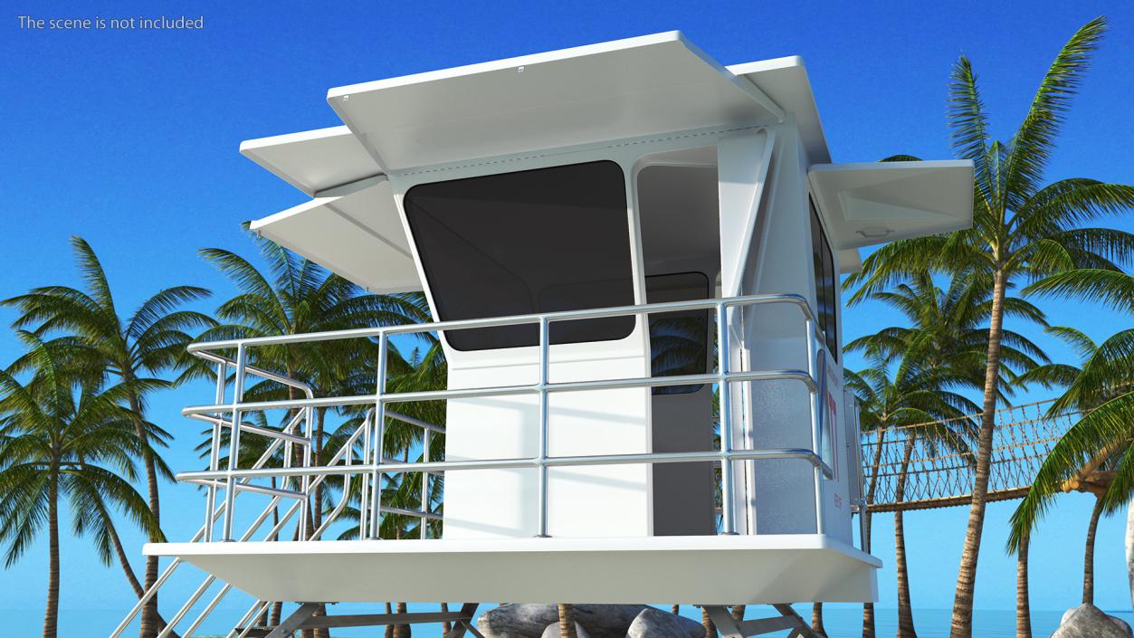 3D White Lifeguard Station model