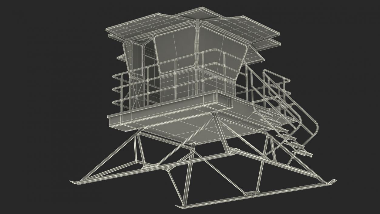 3D White Lifeguard Station model