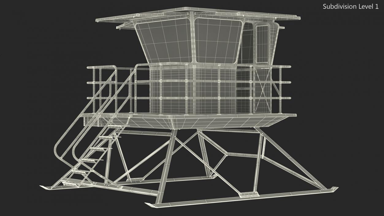 3D White Lifeguard Station model