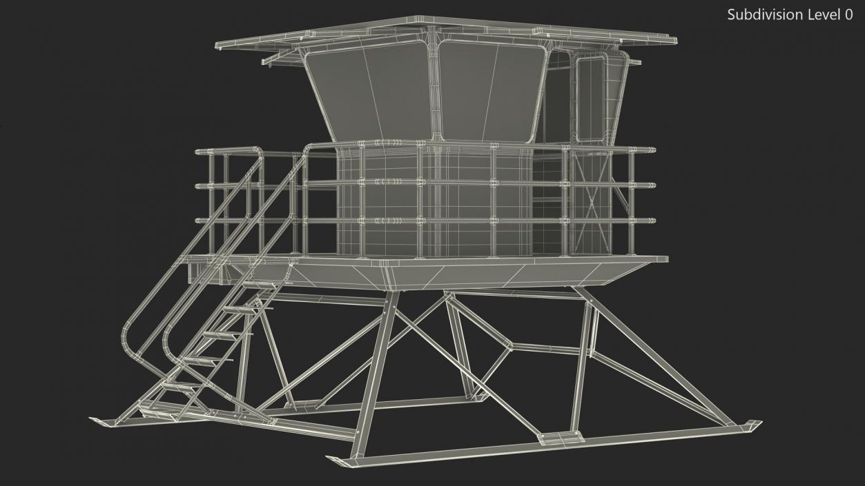 3D White Lifeguard Station model