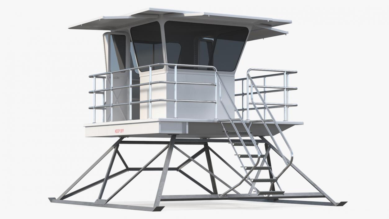 3D White Lifeguard Station model