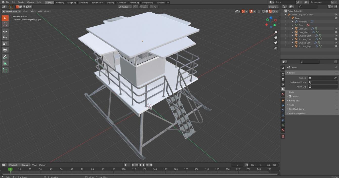 3D White Lifeguard Station model