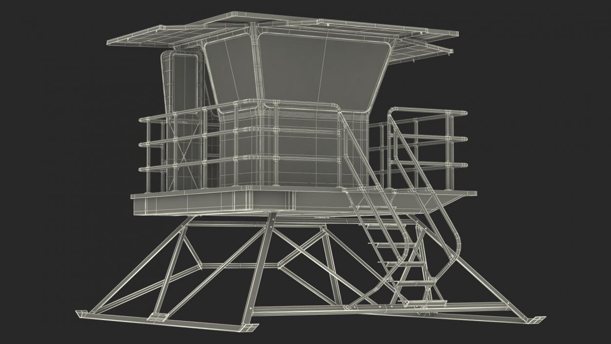 3D White Lifeguard Station model