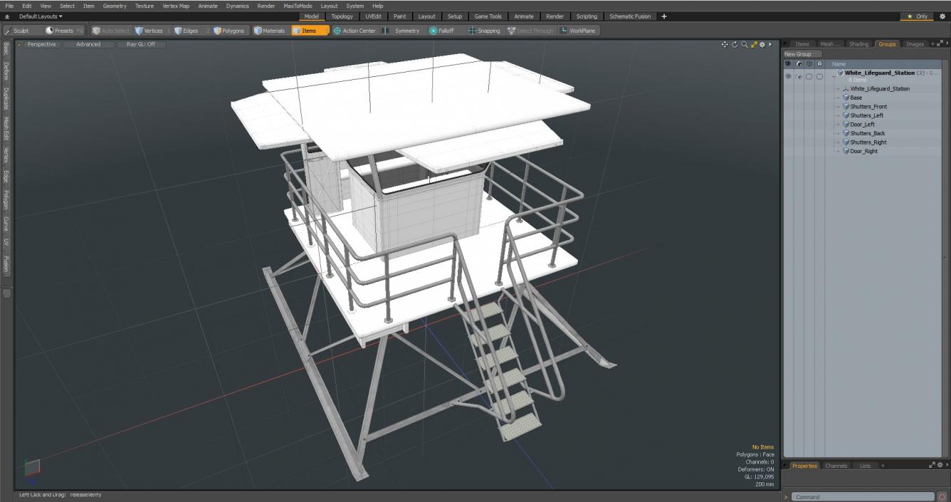 3D White Lifeguard Station model