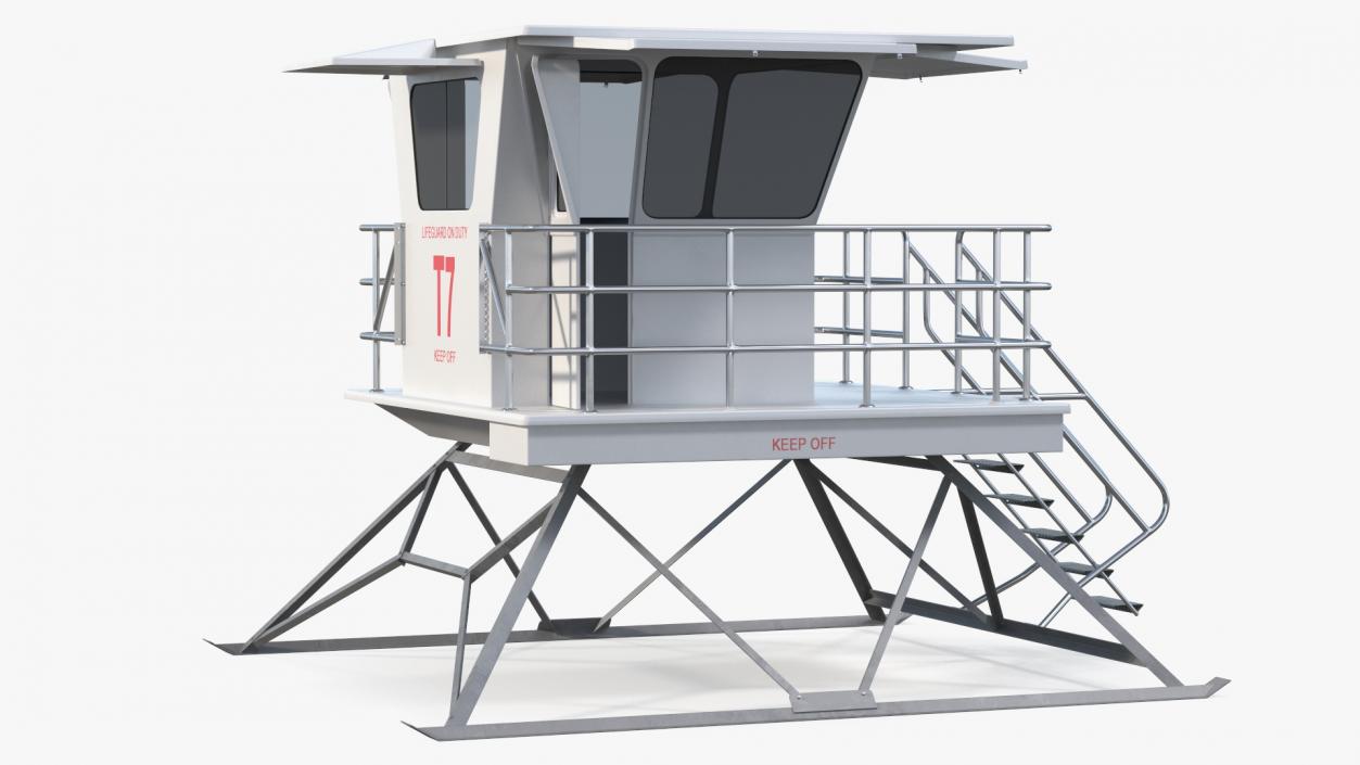 3D White Lifeguard Station model