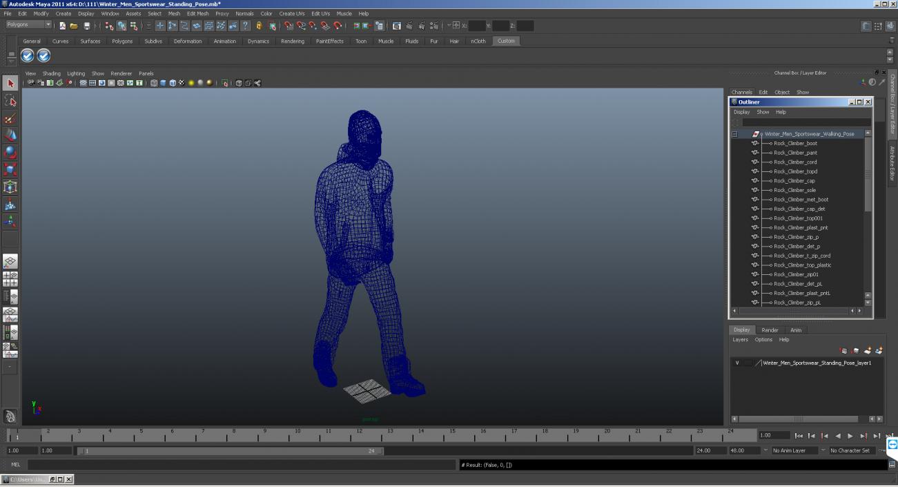 Winter Men Sportswear Walking Pose 3D model