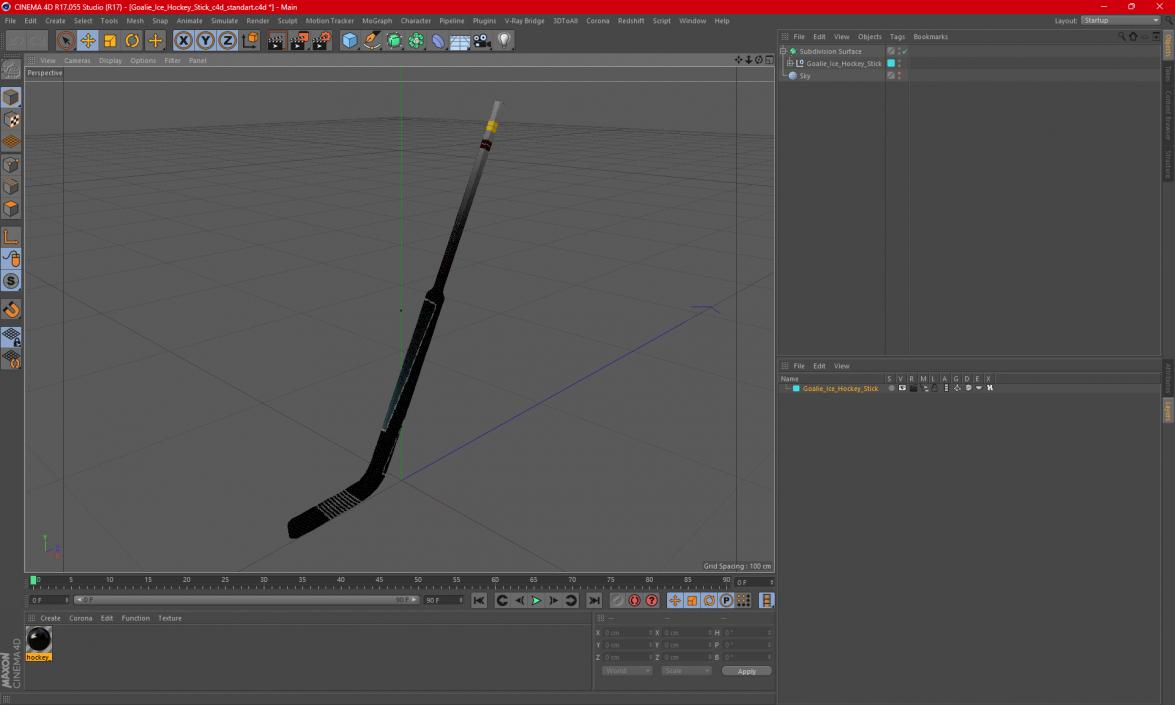 3D Goalie Ice Hockey Stick model