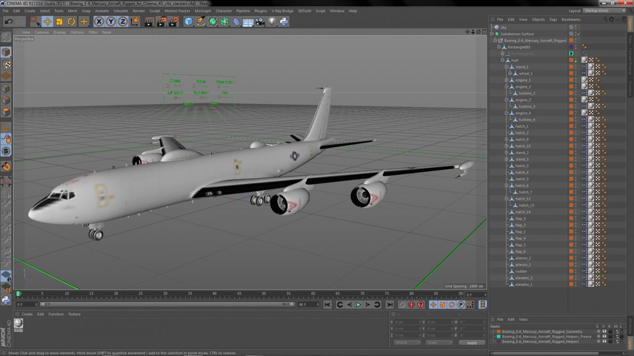 3D Boeing E-6 Mercury Aircraft Rigged for Cinema 4D model