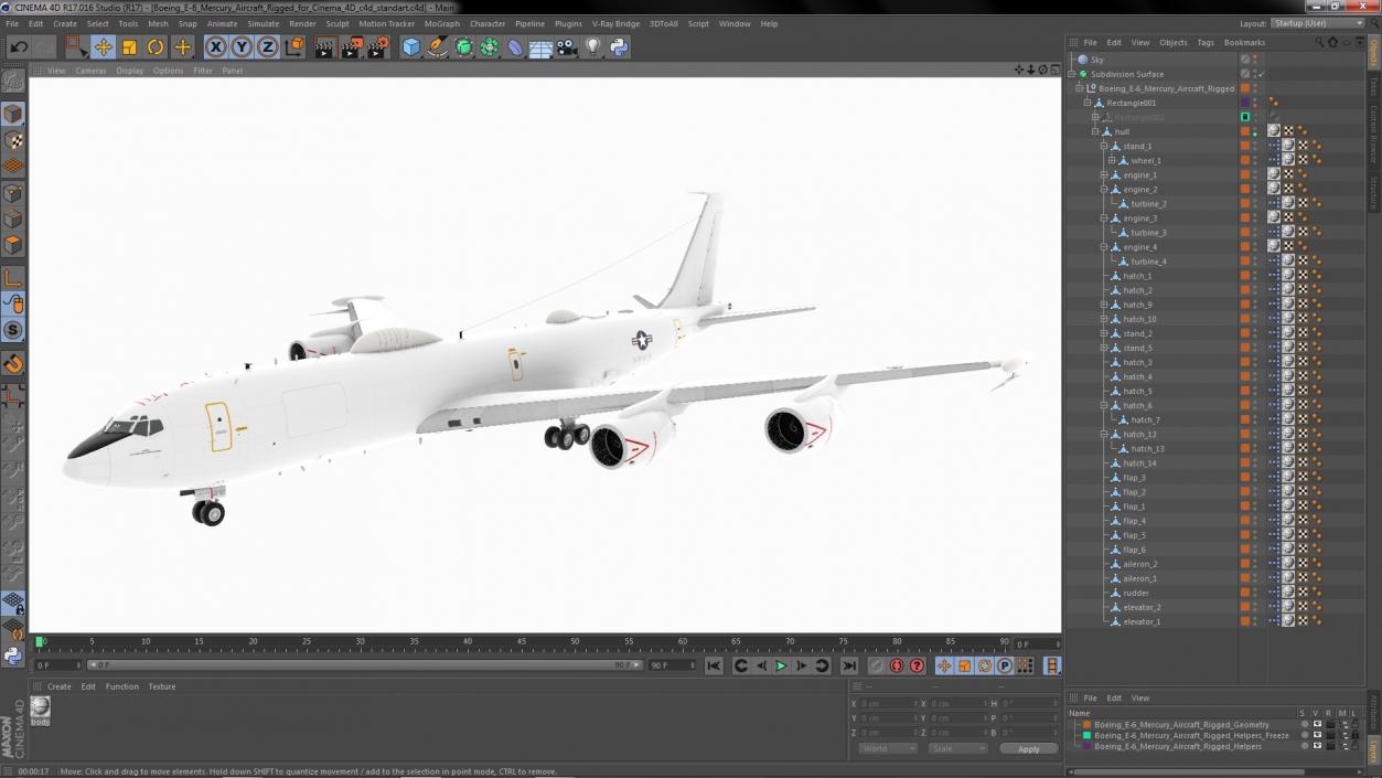 3D Boeing E-6 Mercury Aircraft Rigged for Cinema 4D model