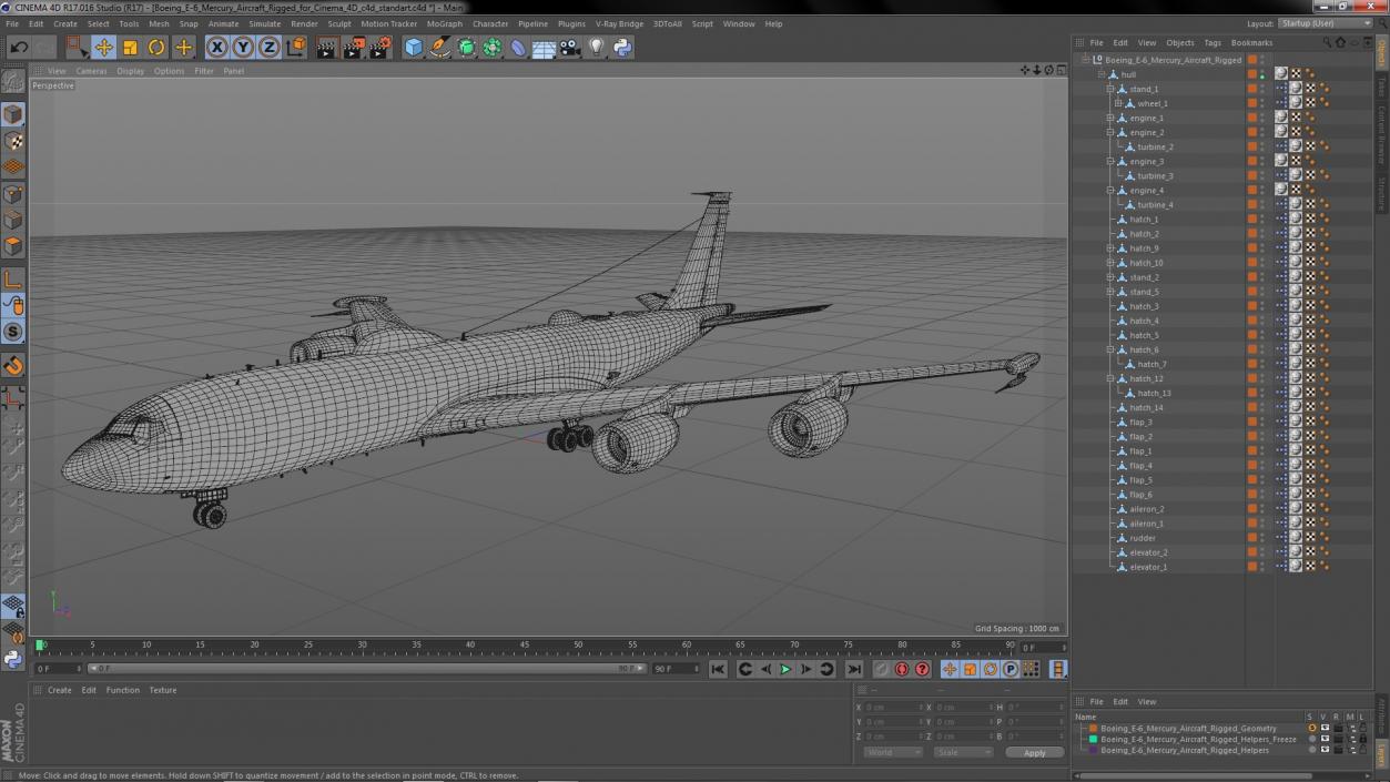 3D Boeing E-6 Mercury Aircraft Rigged for Cinema 4D model